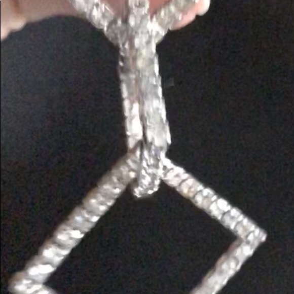 DRESSY RHINESTONE THREE TIER DROP EARRINGS - Picture 2 of 4